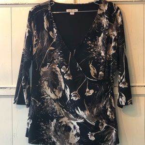 XL Coldwater Creek Top With Slimming Crossover Front